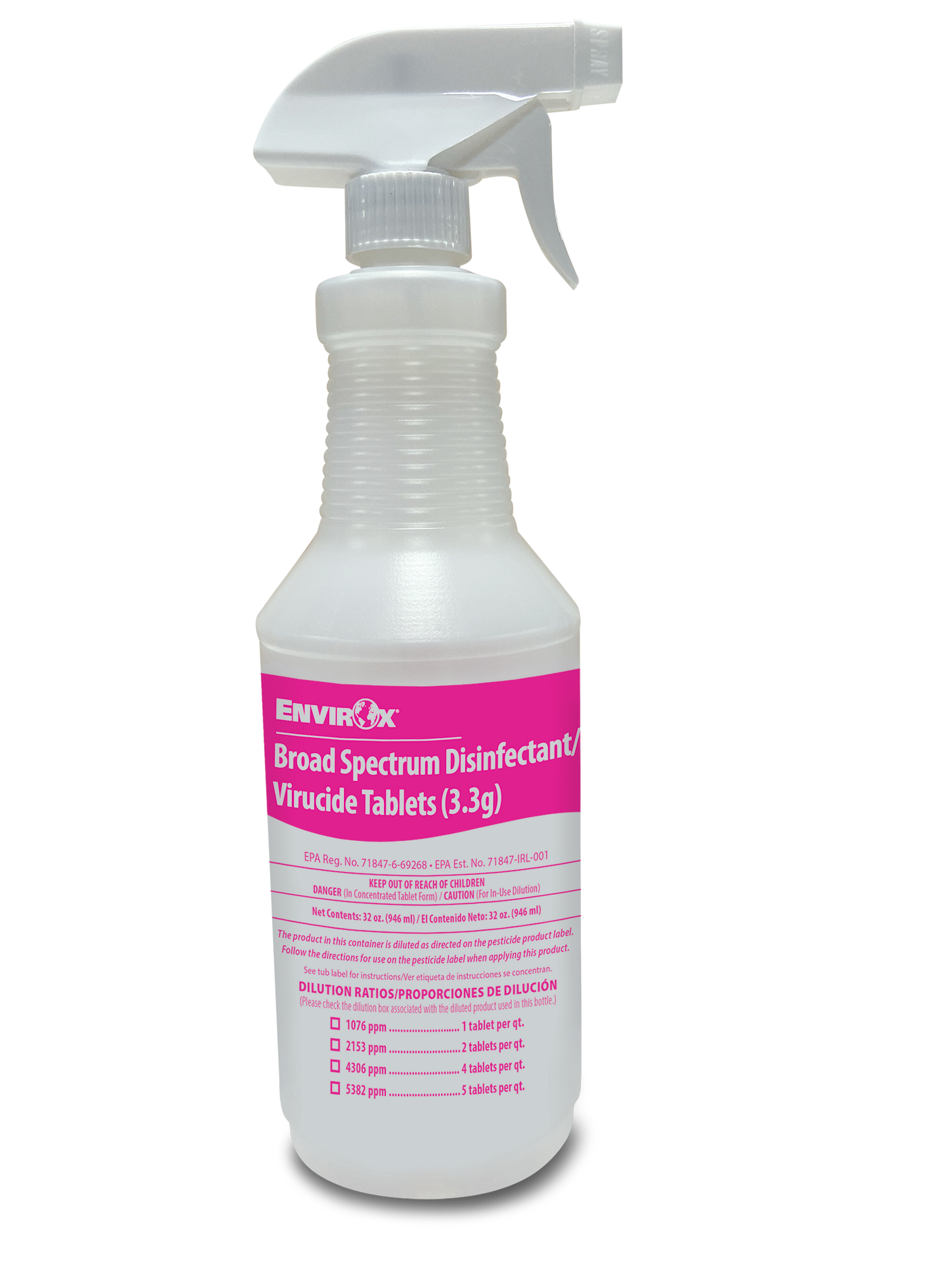 Quart Spray Bottle for EnvirOx® Broad Spectrum Disinfectant/Virucide Tablets