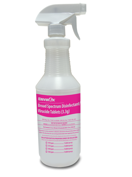 Quart Spray Bottle for EnvirOx® Broad Spectrum Disinfectant/Virucide Tablets